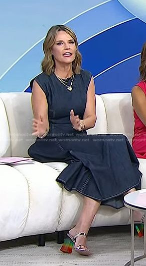 WornOnTV: Savannah’s denim dress and sandals on Today | Savannah ...
