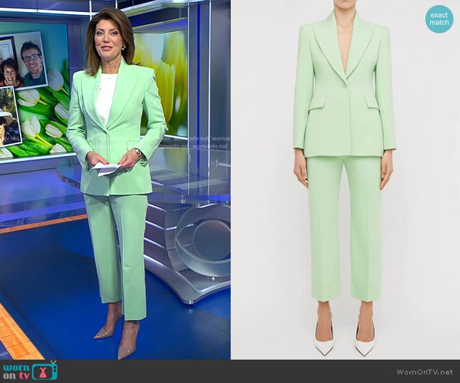 Scanlan Theodore Tailored Italian Jacket and Trouser worn by Norah O'Donnell on CBS Evening News