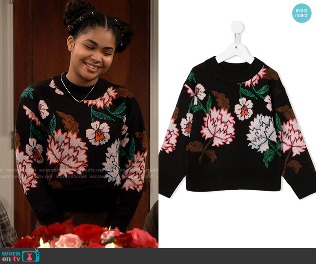 Scotch & Soda Floral Intarsia Sweater worn by Millicent (Jaidyn Triplett) on iCarly