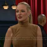 Sharon’s brown suede dress on The Young and the Restless