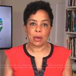 Sharon Epperson’s red leather trim top on NBC News Daily