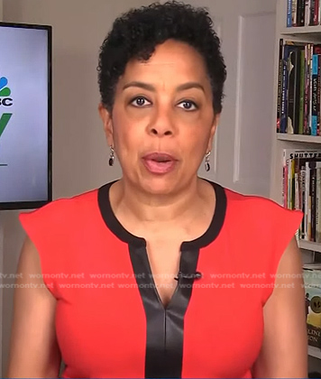 Sharon Epperson's red leather trim top on NBC News Daily