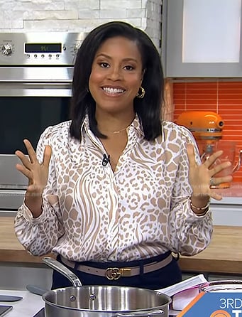 Sheinelle’s white animal print blouse on Today