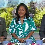 Sheinelle’s green and white printed dress on Today