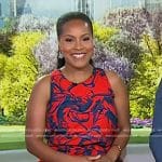 Sheinelle’s red and blue printed sleeveless dress on Today