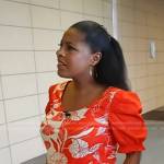 Sheinelle’s red floral puff sleeve top on Today