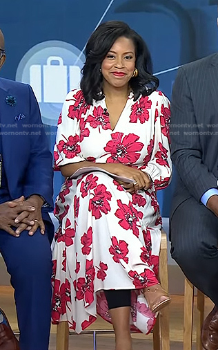 Sheinelle’s white and red floral print dress on Today