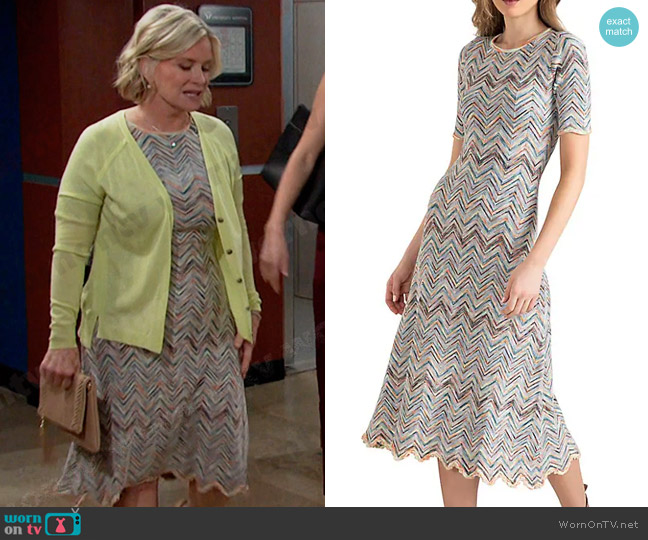 Shoshanna Lanna Chevron Knit Midi-Dress worn by Kayla Brady (Mary Beth Evans) on Days of our Lives