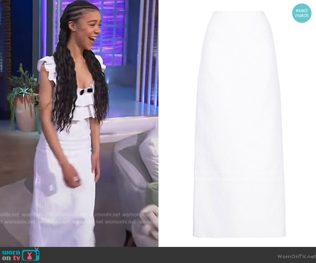 Shushu/Tong Textured Maxi Skirt worn by India Amarteifio on The Kelly Clarkson Show