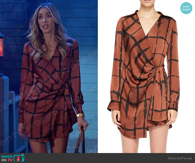 Simkhai Sofia Shibori Long Sleeve Faux Wrap Dress worn by Sloan Peterson (Jessica Serfaty) on Days of our Lives