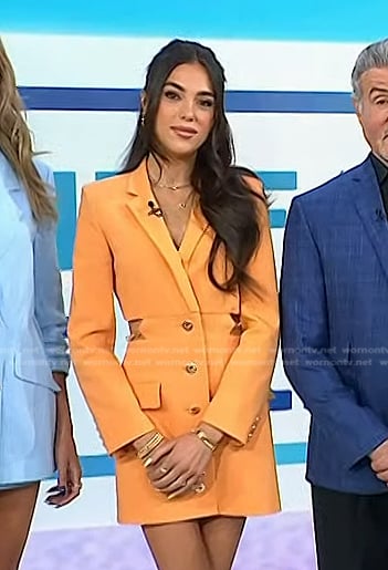 Sistine Stallone’s orange cutout blazer dress on Today