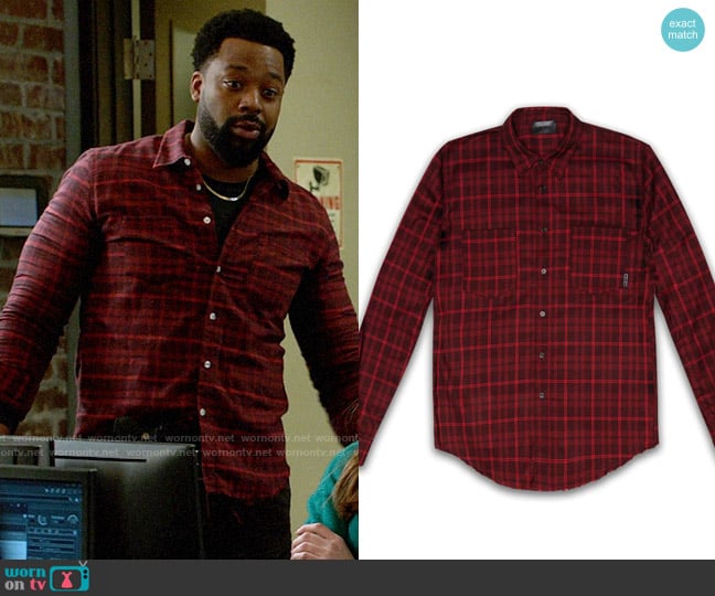 Six Week Residency Rider Shirt in Red worn by Kevin Atwater (LaRoyce Hawkins) on Chicago PD