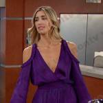 Sloan’s purple cold shoulder mini dress on Days of our Lives