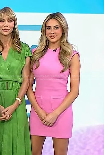 Sophia Rose Stallone’s pink patch pocket mini dress on Today