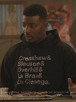 Spencer's black Crenshaw embellished hoodie on All American