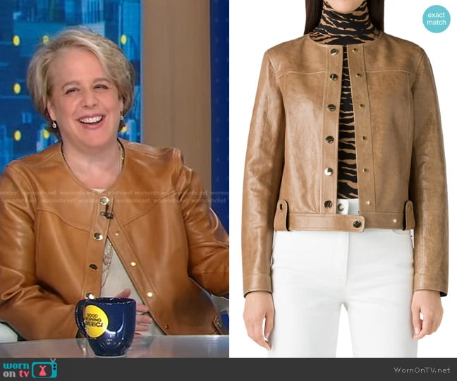 St. John Snap Detail Leather Jacket worn by Roberta Kaplan on Good Morning America