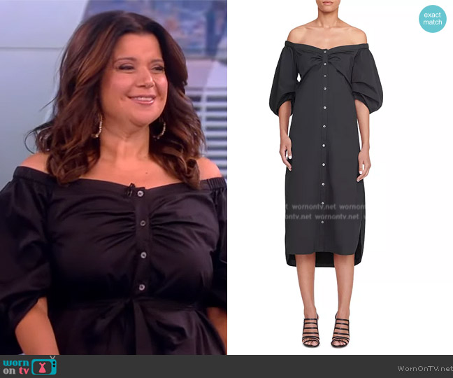 WornOnTV: Ana’s black off shoulder button down dress on The View | Ana ...