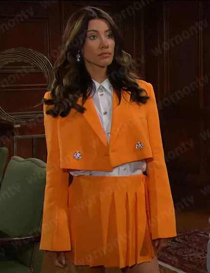 steffy-orange-crop-blazer-pleated-skirt.