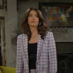 Steffy’s plaid tweed blazer and shorts on The Bold and the Beautiful