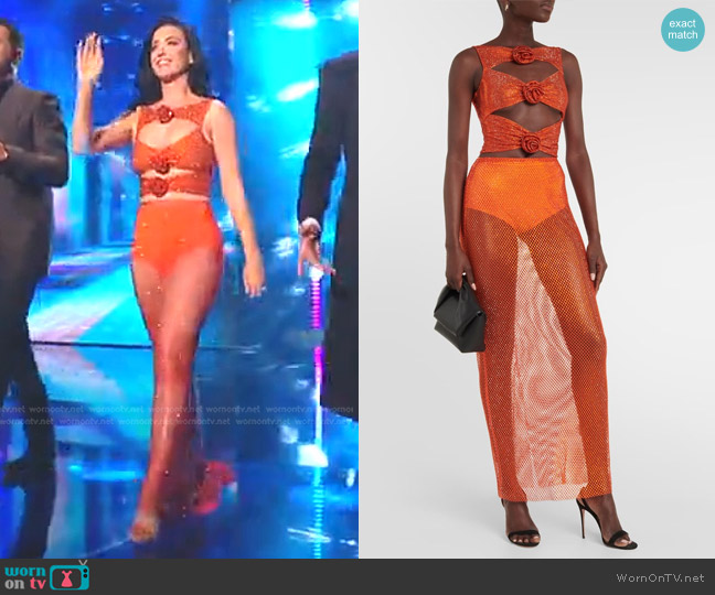 Katy’s orange embellished skirt on American Idol