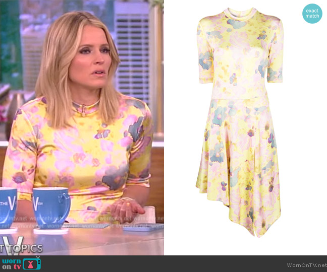 Stella McCartney Asymmetric floral-print dress worn by Sara Haines on The View