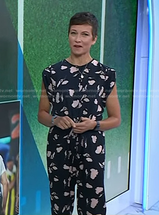 Stephanie's black floral jumpsuit on Today
