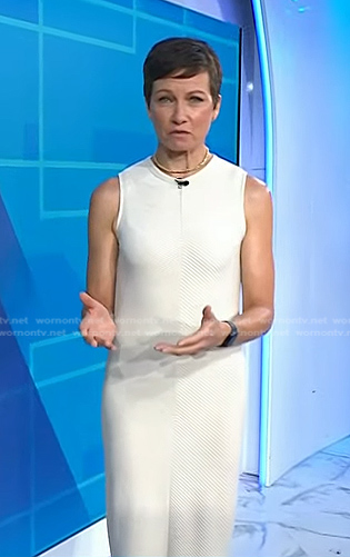 Stephanie’s ivory ribbed sleeveless dress on Today