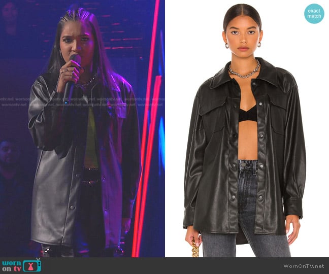 Steve Madden Faux Good Measure Shacket worn by Tasha Jessen on The Voice