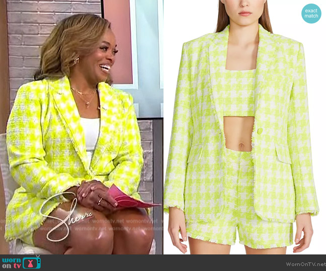 Steve Madden Harlow Houndstooth Tweed Blazer worn by Laila Muhammad on Sherri