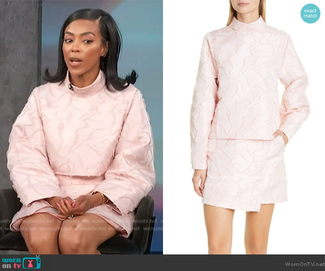 Stine Goya Cheche Textured Pattern Top worn by Jazmyn Simon on Access Hollywood