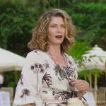 Sue’s palm print wrap top and skirt set on Fantasy Island