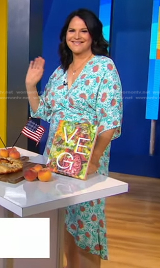 Susan Spungen’s blue floral wrap dress on Good Morning America