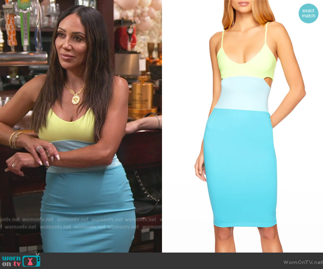 Susana Monaco Colorblock Knee-Length Tank Dress worn by Melissa Gorga on The Real Housewives of New Jersey