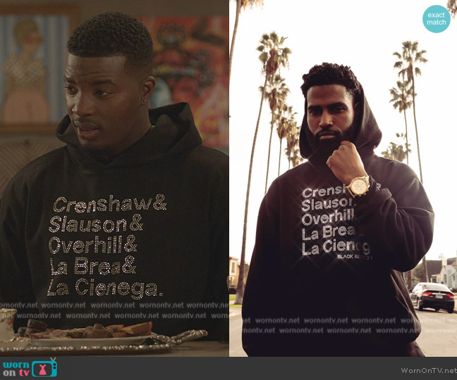 Black Beverly Hills Embellished Hoodie worn by Spencer James (Daniel Ezra) on All American