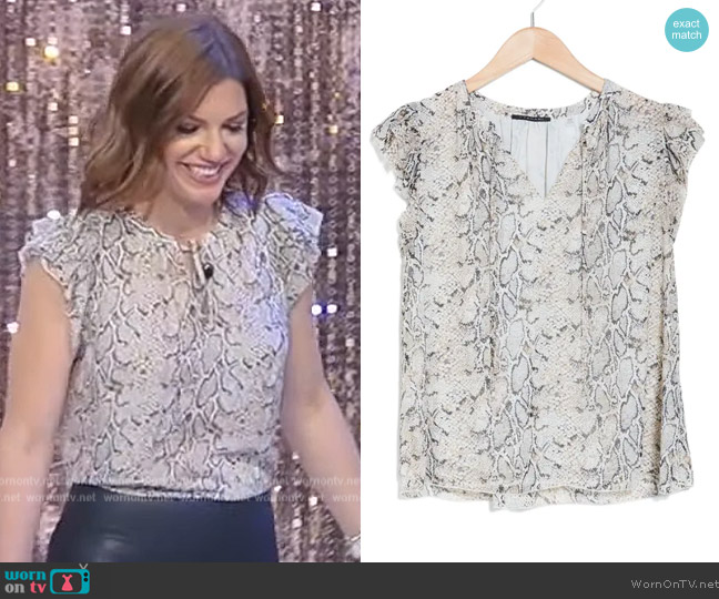 T Tahari Flutter Sleeve Top worn by Katherine Legge on Tamron Hall Show