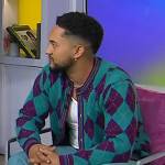 Tahj Mowry’s blue argyle knit cardigan by Today