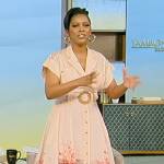 Tamron’s pink floral print button down dress on Tamron Hall Show