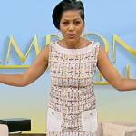 Tamron’s tweed fringe mini dress on Tamron Hall Show