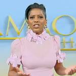 Tamron’s floral applique top and metallic skirt on Tamron Hall Show