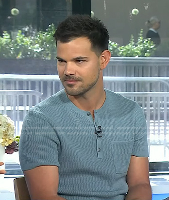 Taylor Lautner’s blue knit shirt on Today