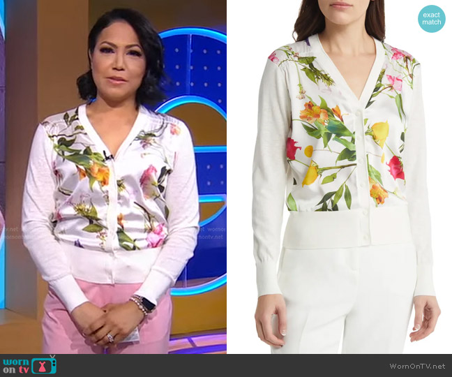 Ted Baker Chantri Floral Cardigan worn by Stephanie Ramos on Good Morning America