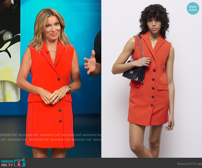 The Kooples Sleeveless-blazer stretch-woven mini dress worn by Kit Hoover on Access Hollywood