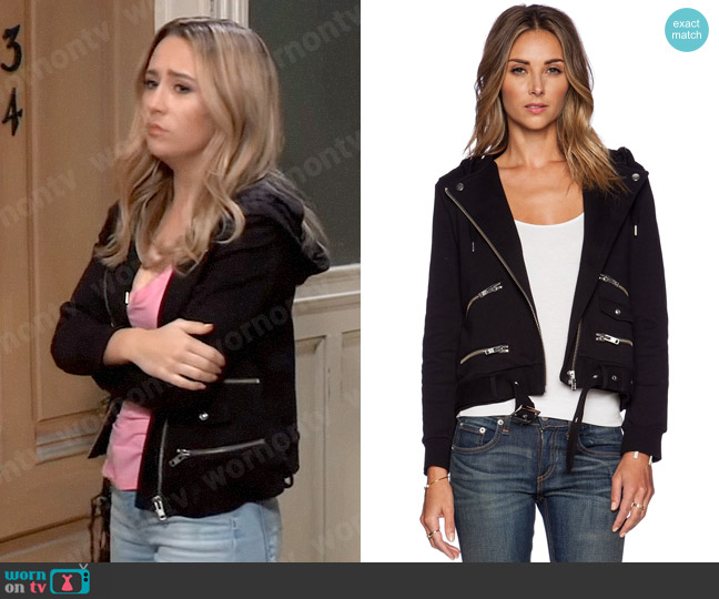 The Kooples Moto Hoodie worn by Josslyn Jacks (Eden McCoy) on General Hospital