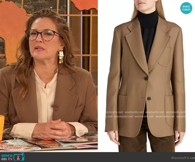 The Row Milto Wool Single-Breasted Jacket worn by Drew Barrymore on The Drew Barrymore Show