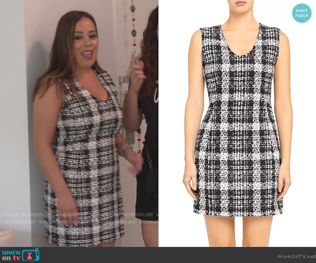 Theory Sculpt Rubber Tweed Dress worn by Fulya on The Real Housewives of New Jersey