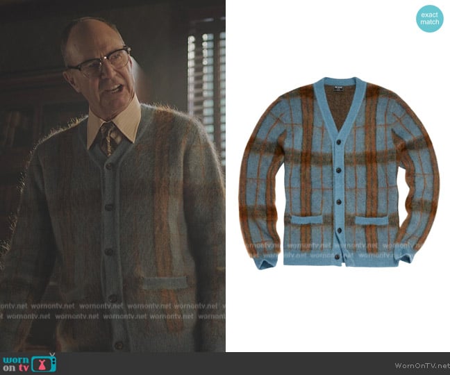 Todd Snyder Mohair Plaid Cardigan worn by Malcolm Stewart (Malcolm Stewart) on Riverdale