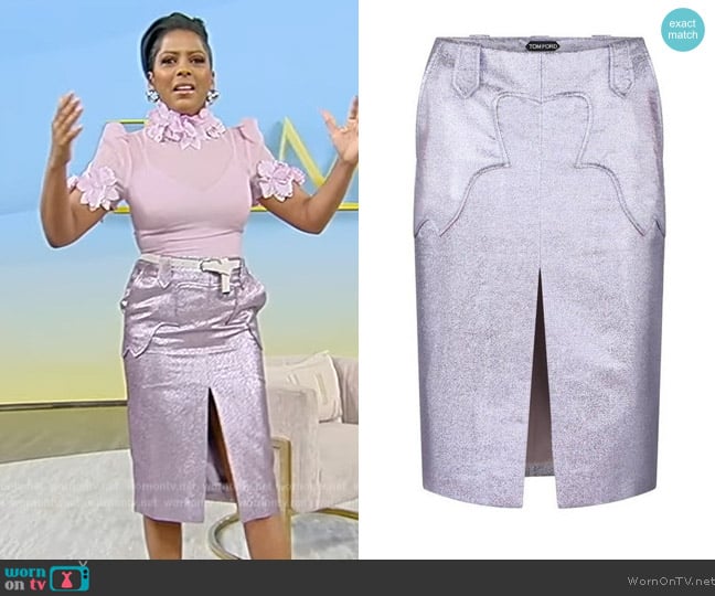 Tom Ford Iridescent Sable Skirt worn by Tamron Hall on Tamron Hall Show