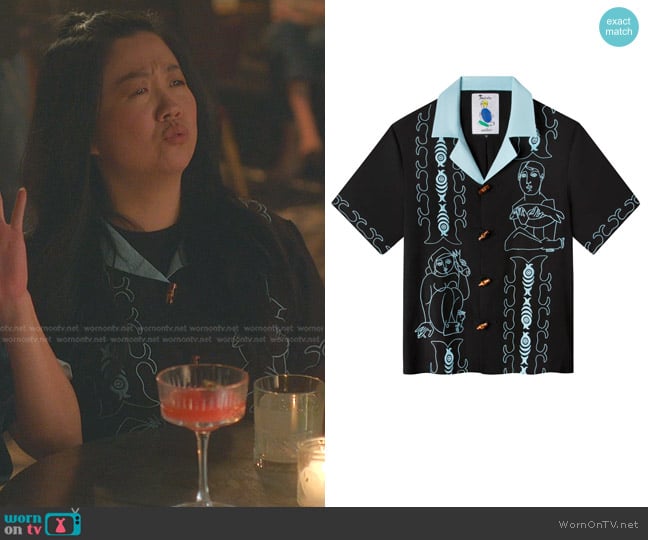 Marie de Buttet x Tombolo Gone Fishing Shirt in Jet Back worn by Alice Kwan (Sherry Cola) on Good Trouble