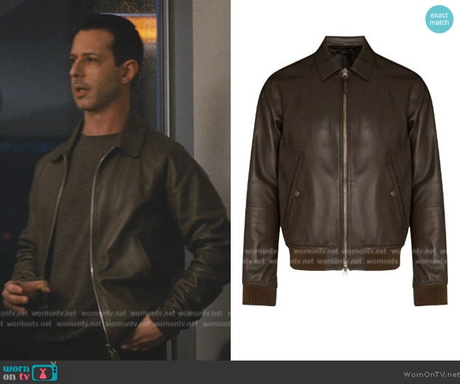 Tom Ford Leather Blouson Jacket worn by Kendall Roy (Jeremy Strong) on Succession