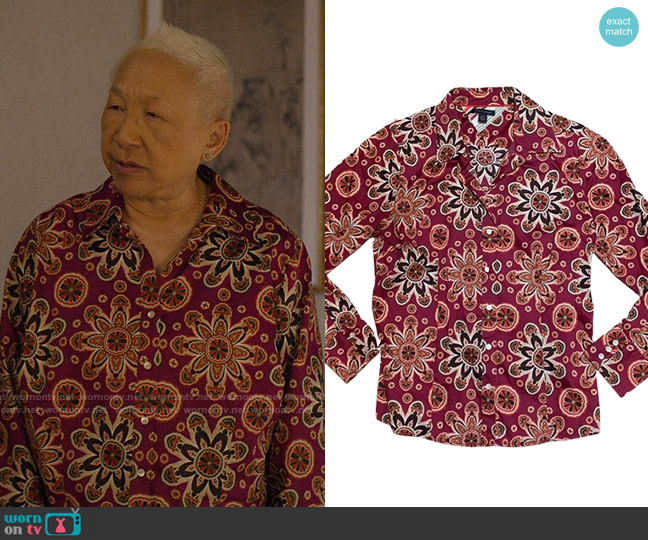 Tommy Hilfiger Floral Button Down Shirt worn by Grandma (Lori Tan Chinn) on Awkwafina is Nora From Queens